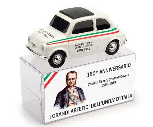 Fiat 500 I Grandi Artefici Dell'Unitá D'Italia - 150º Anniversario - Camillo Benso, Conte di Cavour 1810-1861 - Brumm 1/43 Ref. BR017