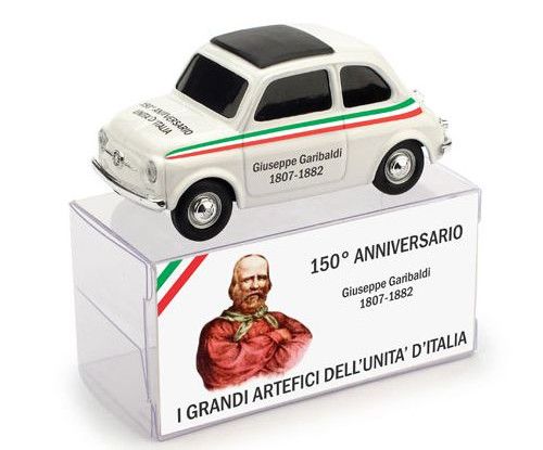 Fiat 500 I Grandi Artefici Dell'Unitá D'Italia - 150º Anniversario - Giuseppe Garibaldi 1807-1882 - Brumm 1/43 Ref. BR015