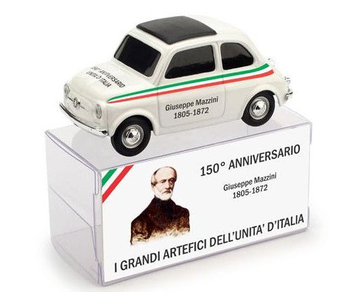 Fiat 500 I Grandi Artefici Dell'Unitá D'Italia - 150º Anniversario - Giuseppe Mazzini 1805-1872 - Brumm 1/43 Ref. BR016