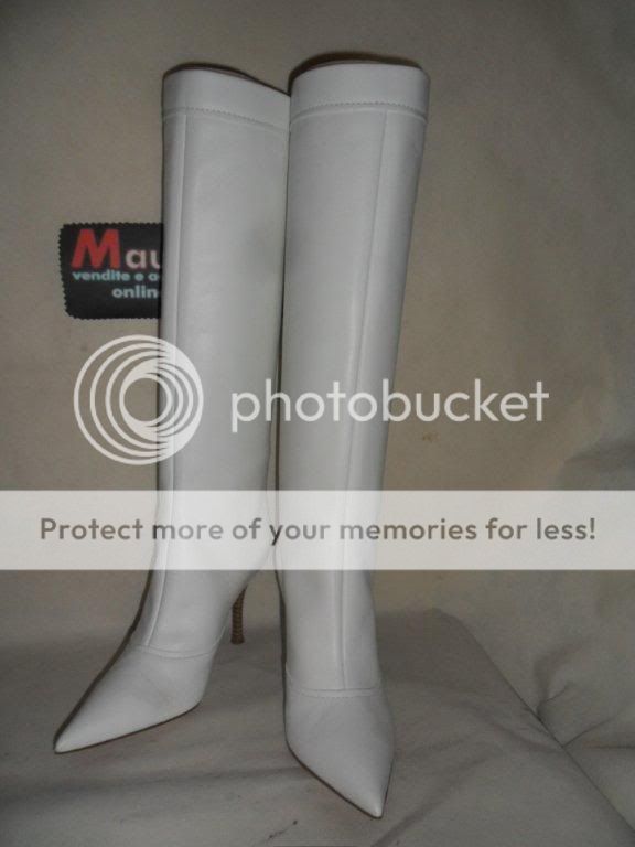 SR 1 SERGIO ROSSI WOMAN BOOTS SIZE 8 NWB STILETTO WHITE LEATHER 