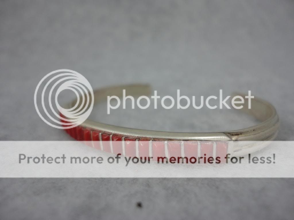   Handmade Zuni sterling silver bracelet CORAL Jewelry   