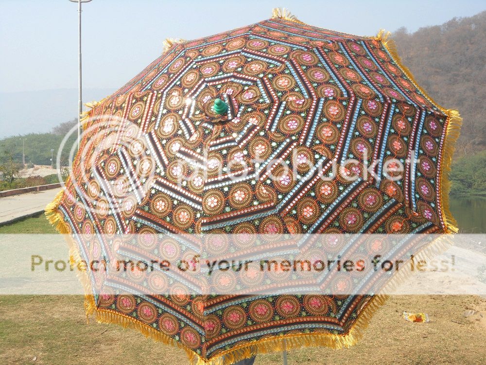 Big Garden Umbrella Patio Hand Embroidery decor Art India free 