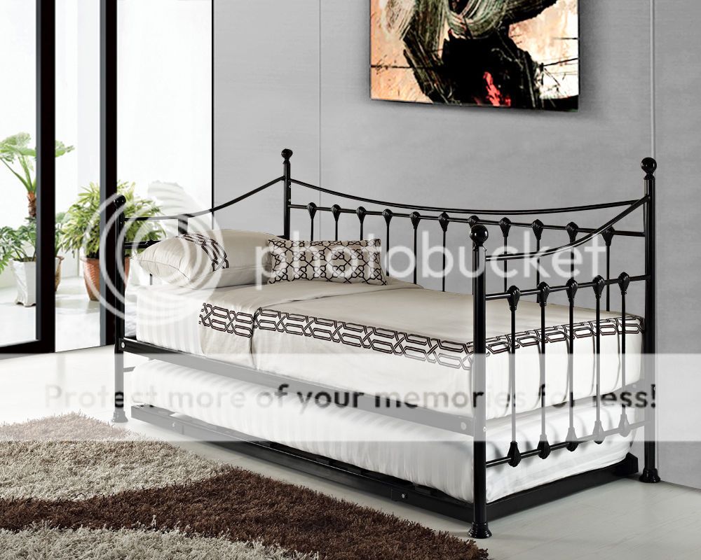 Beds Armario Trestle Day Bed with Roll out Trundle Set Black for