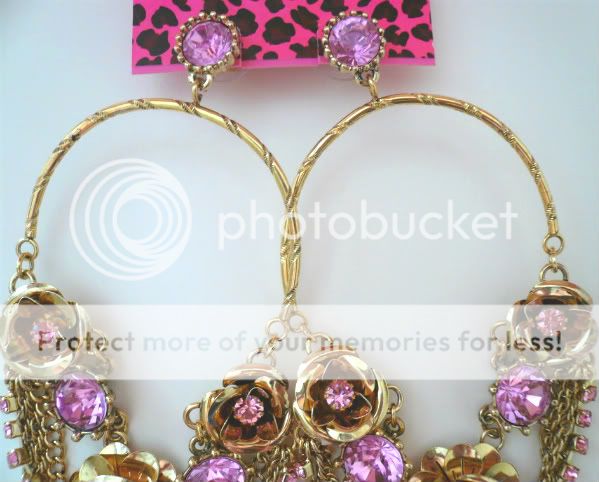 BETSEY JOHNSON ICONIC FLOWER STONES CHAINS EARRINGS NEW  