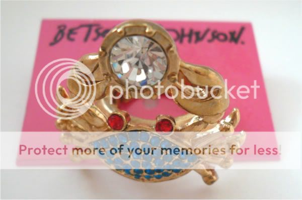 BETSEY JOHNSON MERMAIDS TALE BIG CRAB SEA STRETCH RING NEW  